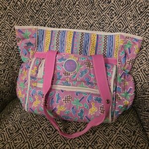 Rare Vtg 90s Roma Baby Diaper Bag Tote Pink Purple Pastel Giraffe Palm Trees